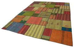 Kırk Yama Gri Patchwork Pamuk Yün El Dokuma Halısı 249x354 Agacan