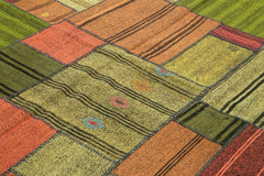 Kırk Yama Gri Patchwork Pamuk Yün El Dokuma Halısı 249x354 Agacan