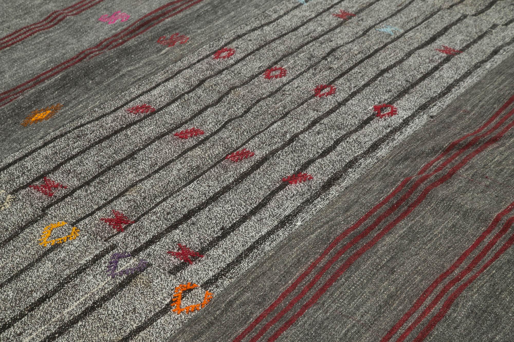 Kırk Yama Gri Patchwork Pamuk Yün El Dokuma Halısı 251x360 Agacan