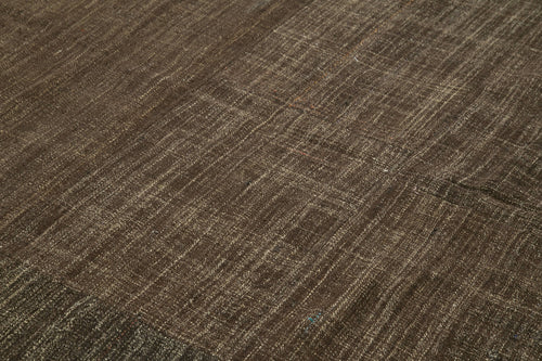 Striped Kilim Kahverengi Çizgili Keçi Tüyü El Dokuma Halısı 238x360 Agacan