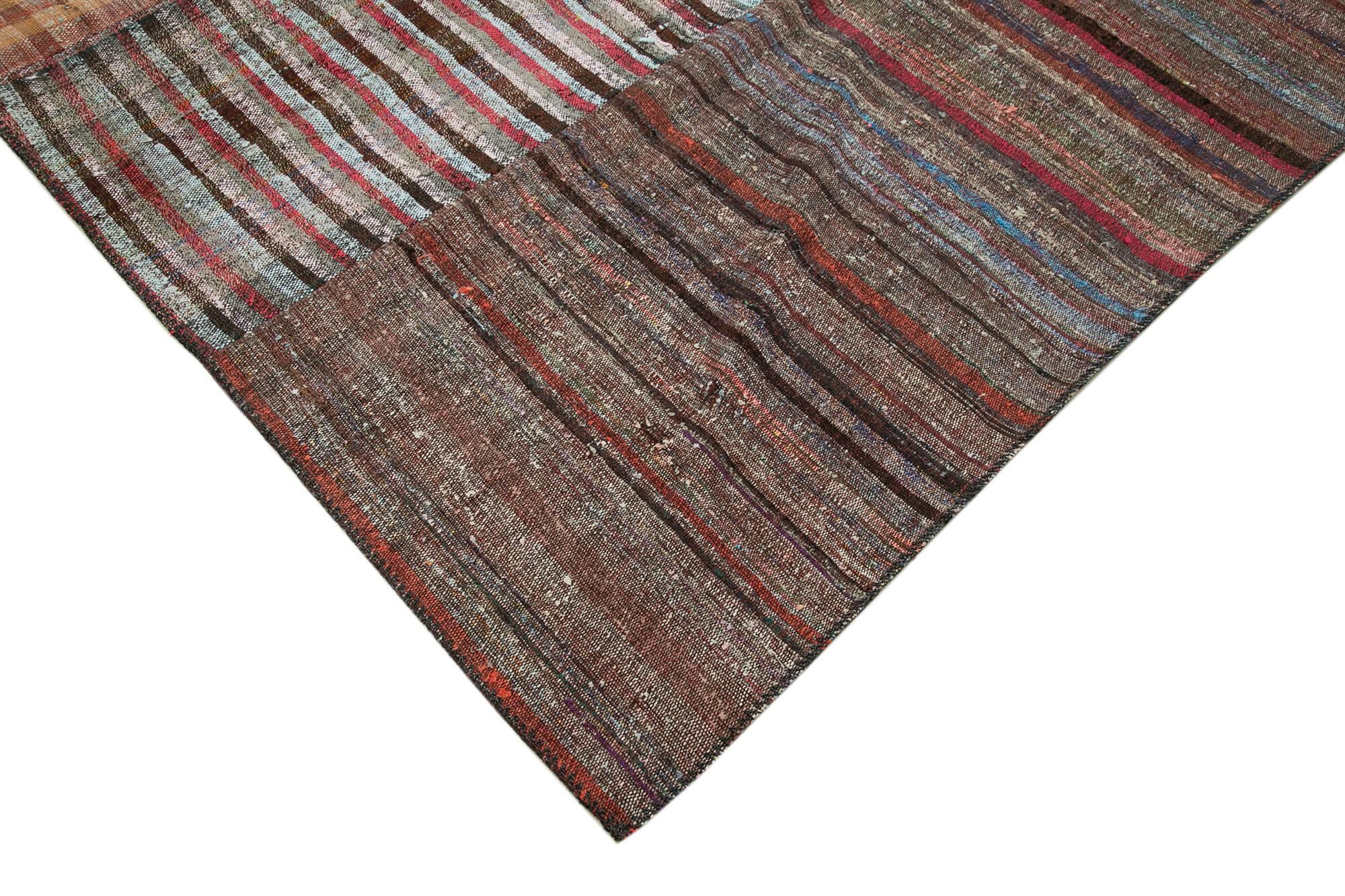 Kırk Yama Gri Patchwork Pamuk Yün El Dokuma Halısı 264x364 Agacan