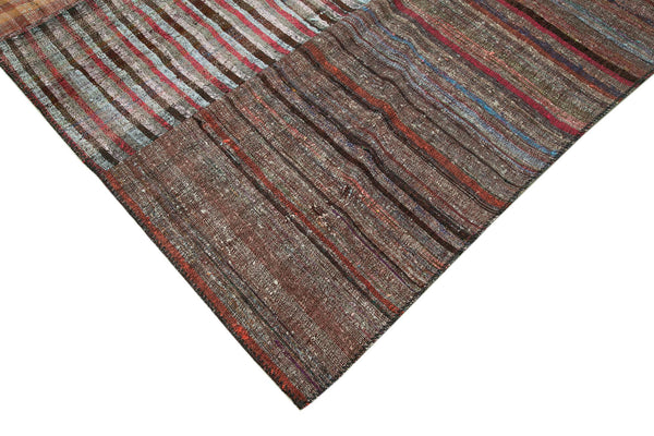 Kırk Yama Gri Patchwork Pamuk Yün El Dokuma Halısı 264x364 Agacan
