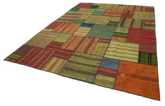 Kırk Yama Gri Patchwork Pamuk Yün El Dokuma Halısı 248x351 Agacan