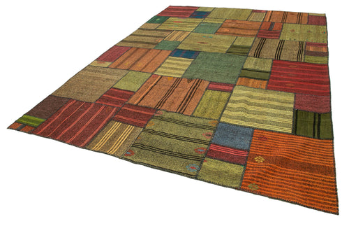 Kırk Yama Gri Patchwork Pamuk Yün El Dokuma Halısı 248x351 Agacan