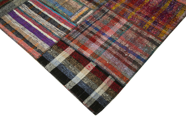 Kırk Yama Gri Patchwork Pamuk Yün El Dokuma Halısı 176x248 Agacan