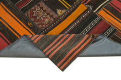 Kırk Yama Siyah Patchwork Pamuk Yün El Dokuma Halısı 224x331 Agacan