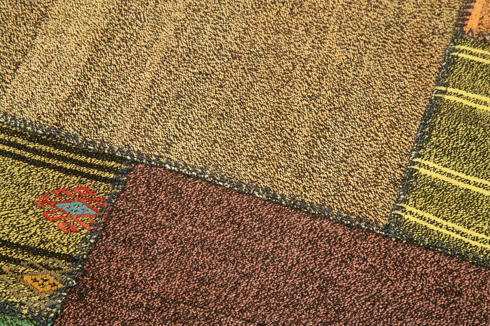 Kırk Yama Gri Patchwork Pamuk Yün El Dokuma Halısı 83x221 Agacan