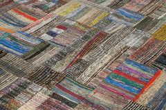 Kırk Yama Gri Patchwork Pamuk Yün El Dokuma Halısı 261x378 Agacan