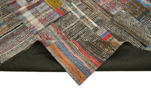 Kırk Yama Gri Patchwork Pamuk Yün El Dokuma Halısı 261x378 Agacan