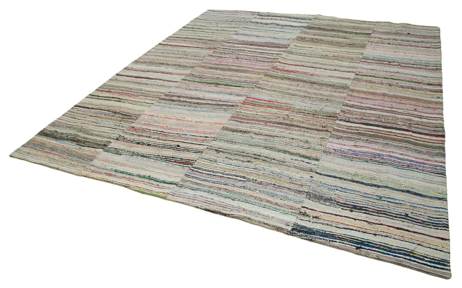 Kırk Yama Gri Patchwork Pamuk Yün El Dokuma Halısı 290x343 Agacan