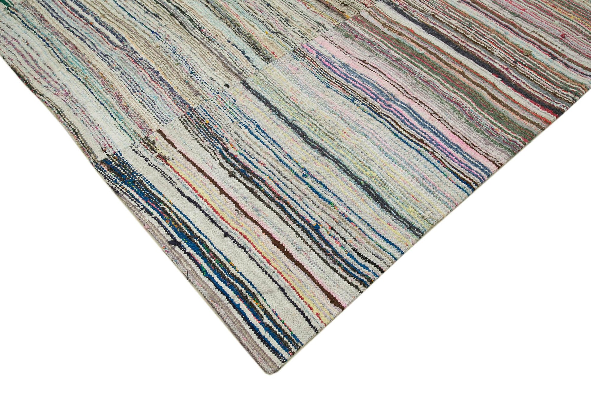 Kırk Yama Gri Patchwork Pamuk Yün El Dokuma Halısı 290x343 Agacan