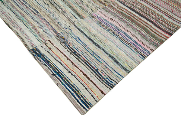 Kırk Yama Gri Patchwork Pamuk Yün El Dokuma Halısı 290x343 Agacan