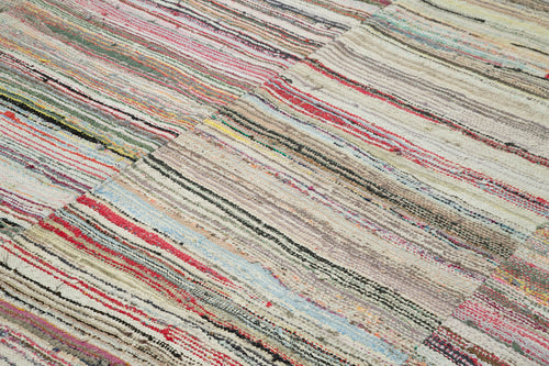 Kırk Yama Gri Patchwork Pamuk Yün El Dokuma Halısı 290x343 Agacan