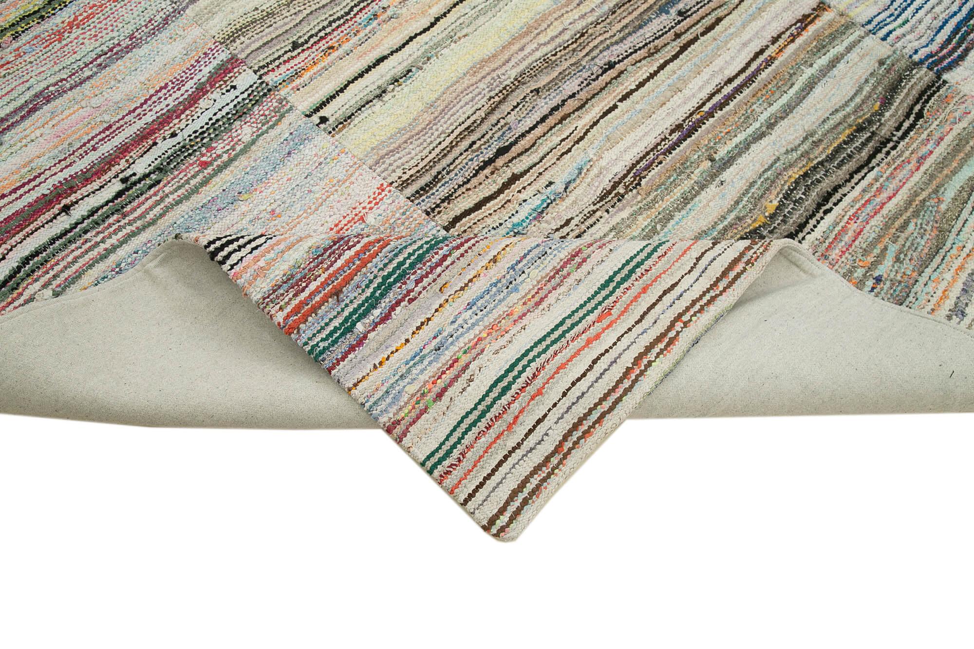 Kırk Yama Gri Patchwork Pamuk Yün El Dokuma Halısı 290x343 Agacan