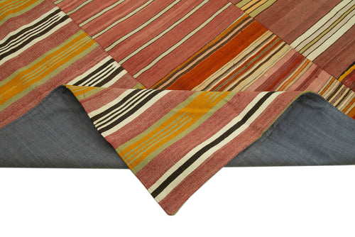 Kırk Yama Turuncu Patchwork Pamuk Yün El Dokuma Halısı 300x400 Agacan