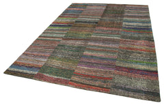 Kırk Yama Gri Patchwork Pamuk Yün El Dokuma Halısı 243x357 Agacan