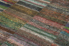 Kırk Yama Gri Patchwork Pamuk Yün El Dokuma Halısı 243x357 Agacan