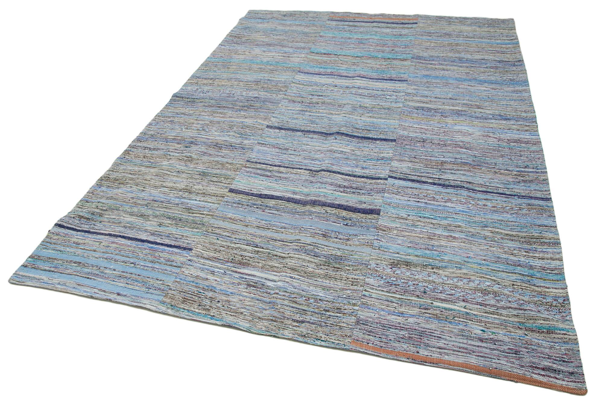 Kırk Yama Gri Patchwork Pamuk Yün El Dokuma Halısı 197x300 Agacan