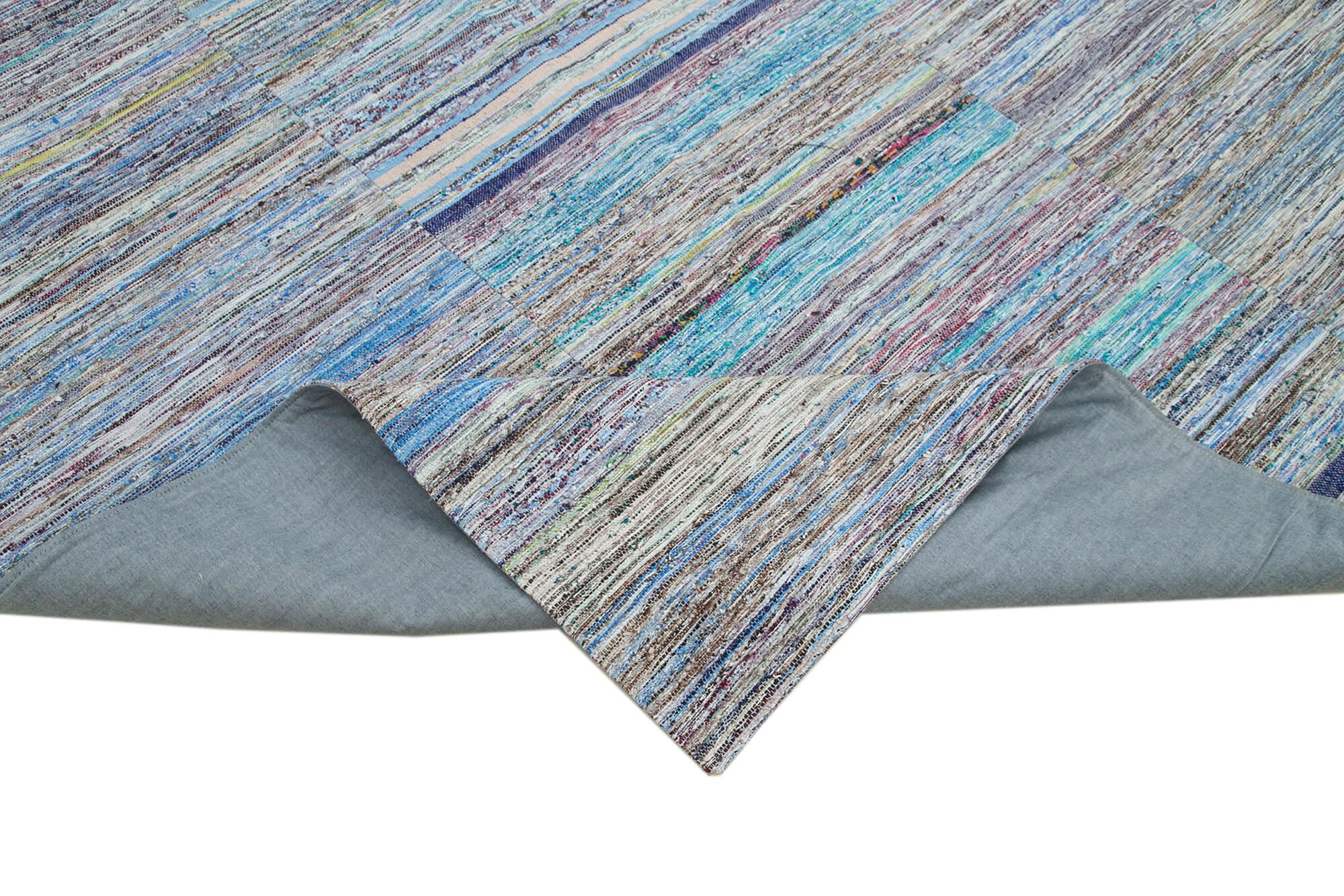 Kırk Yama Gri Patchwork Pamuk Yün El Dokuma Halısı 197x300 Agacan