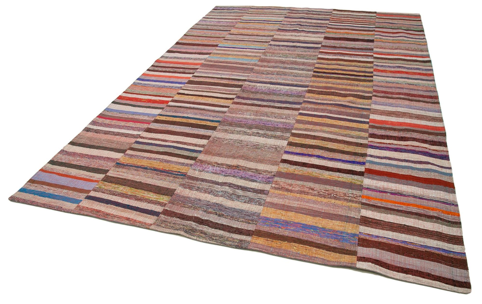 Kırk Yama Gri Patchwork Pamuk Yün El Dokuma Halısı 238x362 Agacan