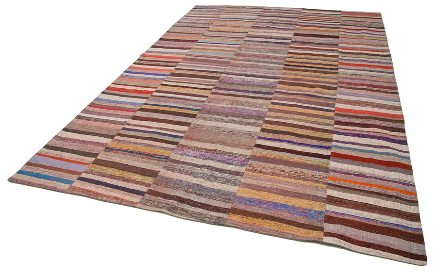 Kırk Yama Gri Patchwork Pamuk Yün El Dokuma Halısı 238x362 Agacan