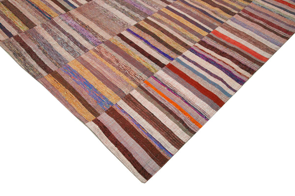 Kırk Yama Gri Patchwork Pamuk Yün El Dokuma Halısı 238x362 Agacan