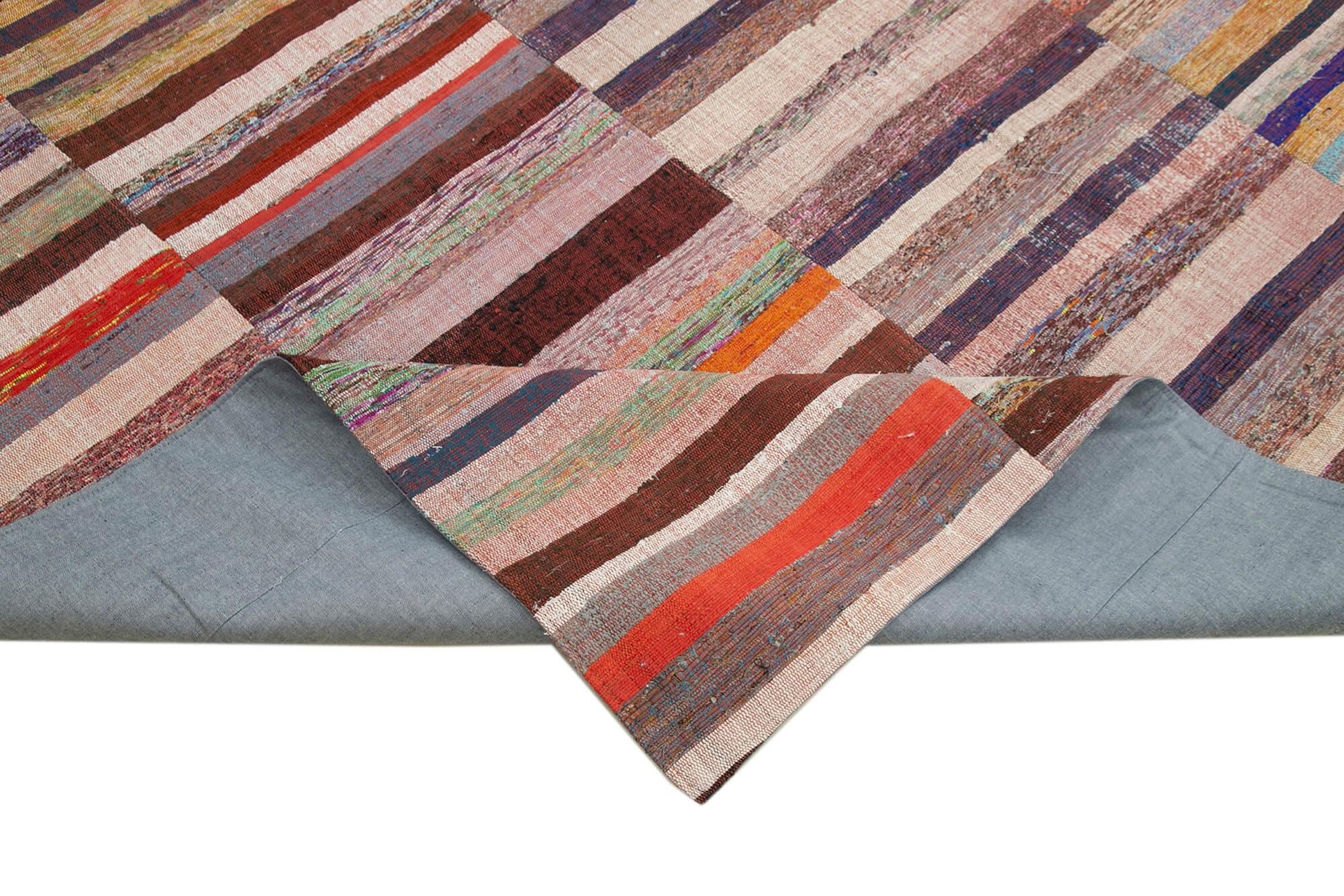 Kırk Yama Gri Patchwork Pamuk Yün El Dokuma Halısı 238x362 Agacan