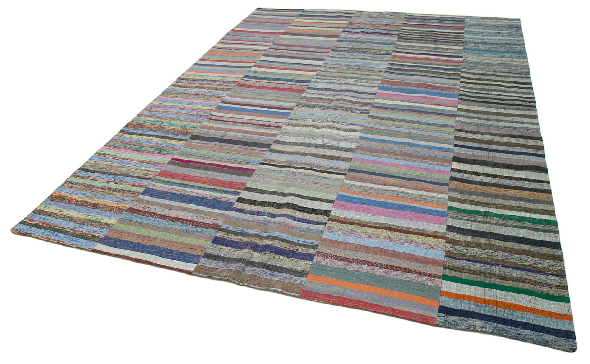 Kırk Yama Gri Patchwork Pamuk Yün El Dokuma Halısı 230x320 Agacan
