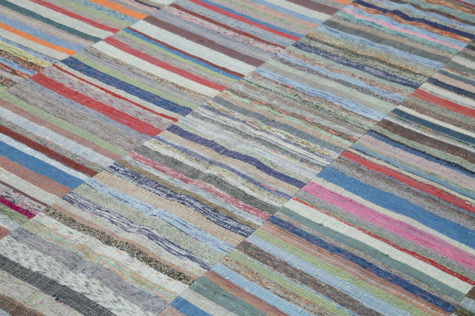 Kırk Yama Gri Patchwork Pamuk Yün El Dokuma Halısı 230x320 Agacan