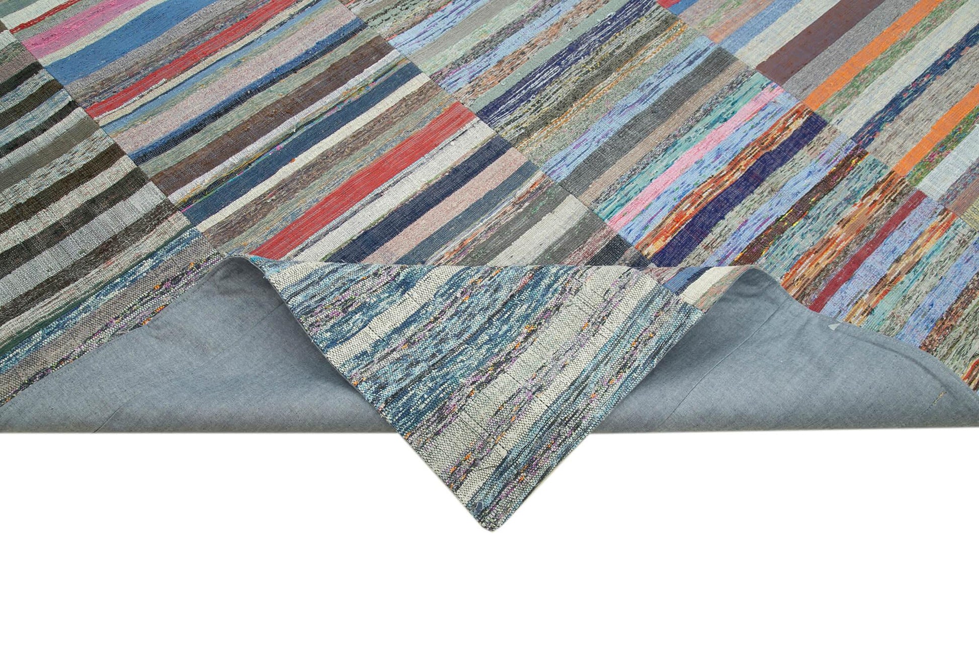 Kırk Yama Gri Patchwork Pamuk Yün El Dokuma Halısı 230x320 Agacan