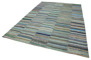 Kırk Yama Gri Patchwork Pamuk Yün El Dokuma Halısı 230x342 Agacan