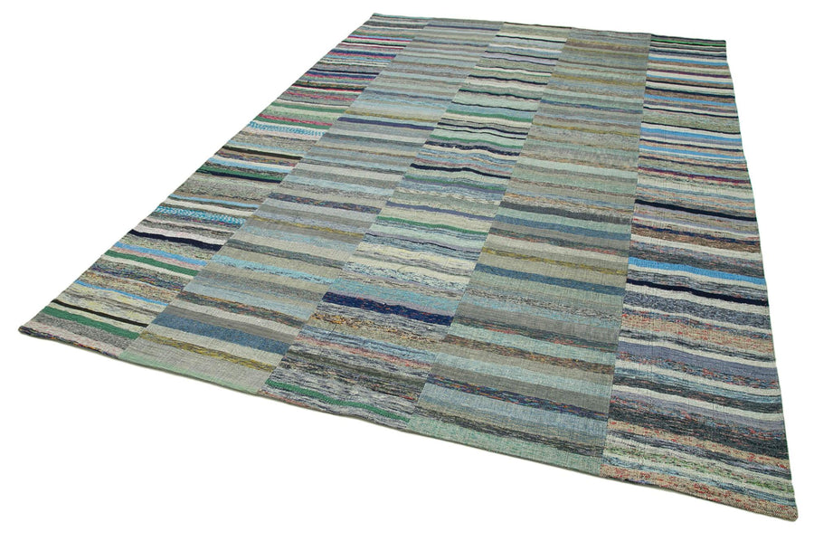 Kırk Yama Gri Patchwork Pamuk Yün El Dokuma Halısı 230x342 Agacan