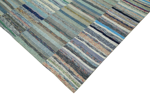 Kırk Yama Gri Patchwork Pamuk Yün El Dokuma Halısı 230x342 Agacan