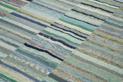 Kırk Yama Gri Patchwork Pamuk Yün El Dokuma Halısı 230x342 Agacan