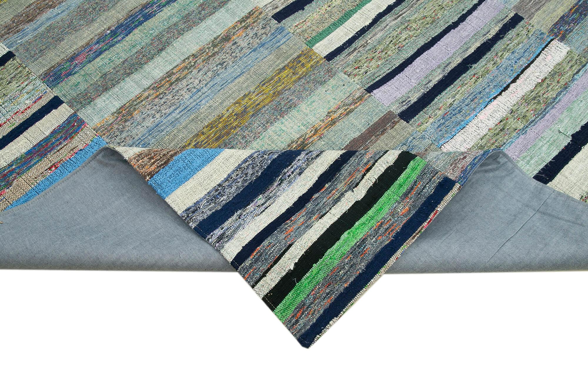 Kırk Yama Gri Patchwork Pamuk Yün El Dokuma Halısı 230x342 Agacan