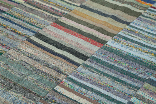 Kırk Yama Gri Patchwork Pamuk Yün El Dokuma Halısı 230x327 Agacan