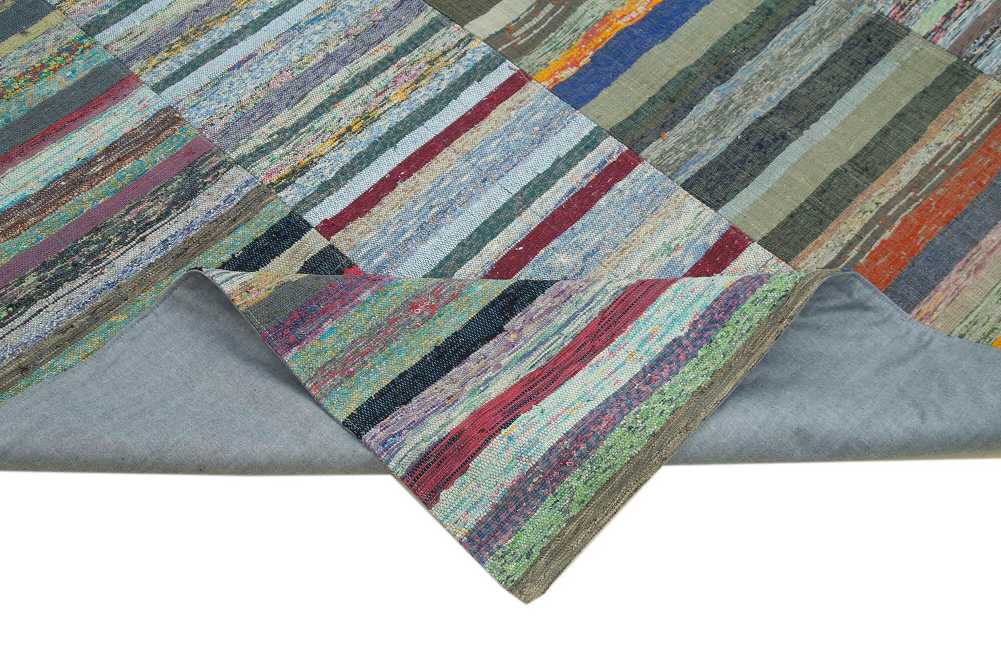 Kırk Yama Gri Patchwork Pamuk Yün El Dokuma Halısı 230x327 Agacan