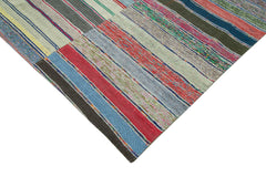 Kırk Yama Gri Patchwork Pamuk Yün El Dokuma Halısı 222x341 Agacan