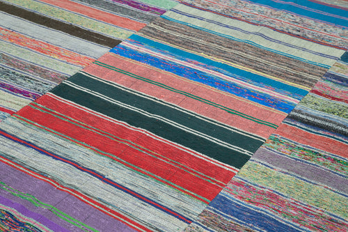 Kırk Yama Gri Patchwork Pamuk Yün El Dokuma Halısı 222x341 Agacan