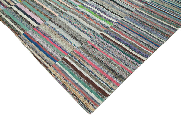 Kırk Yama Gri Patchwork Pamuk Yün El Dokuma Halısı 306x418 Agacan