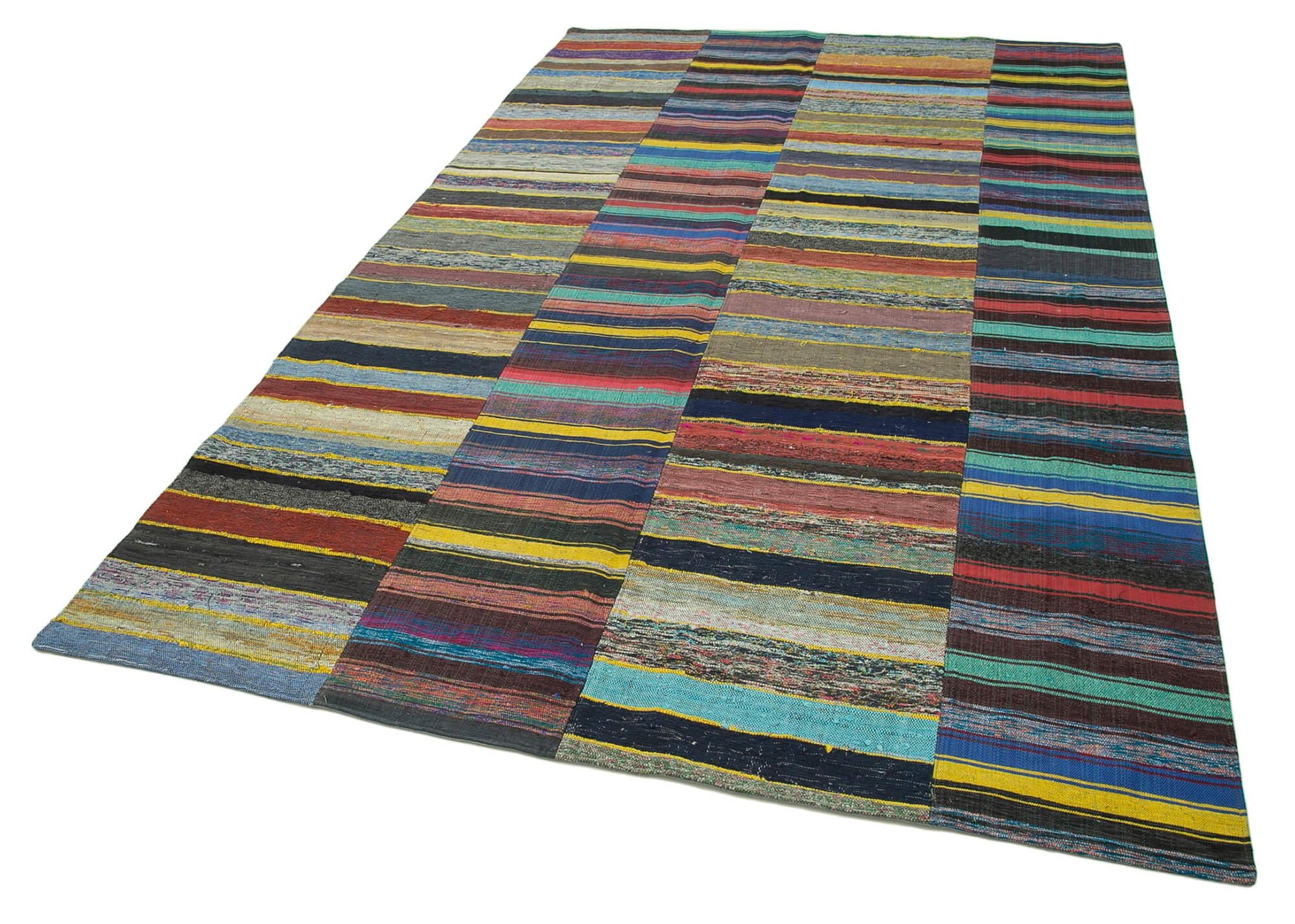 Kırk Yama Gri Patchwork Pamuk Yün El Dokuma Halısı 180x292 Agacan