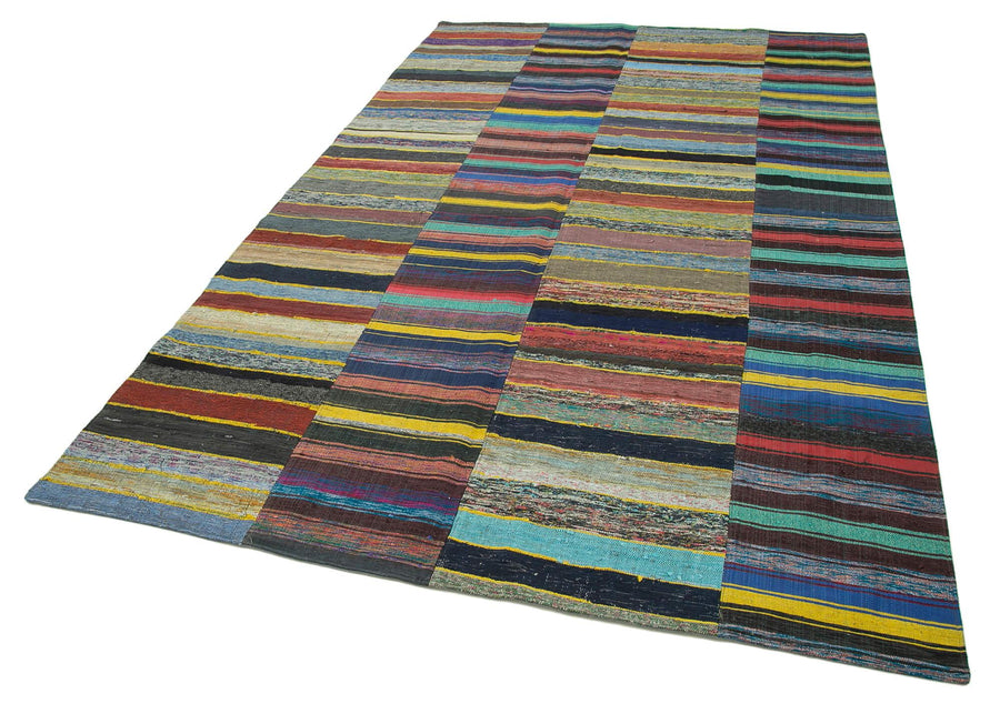 Kırk Yama Gri Patchwork Pamuk Yün El Dokuma Halısı 180x292 Agacan