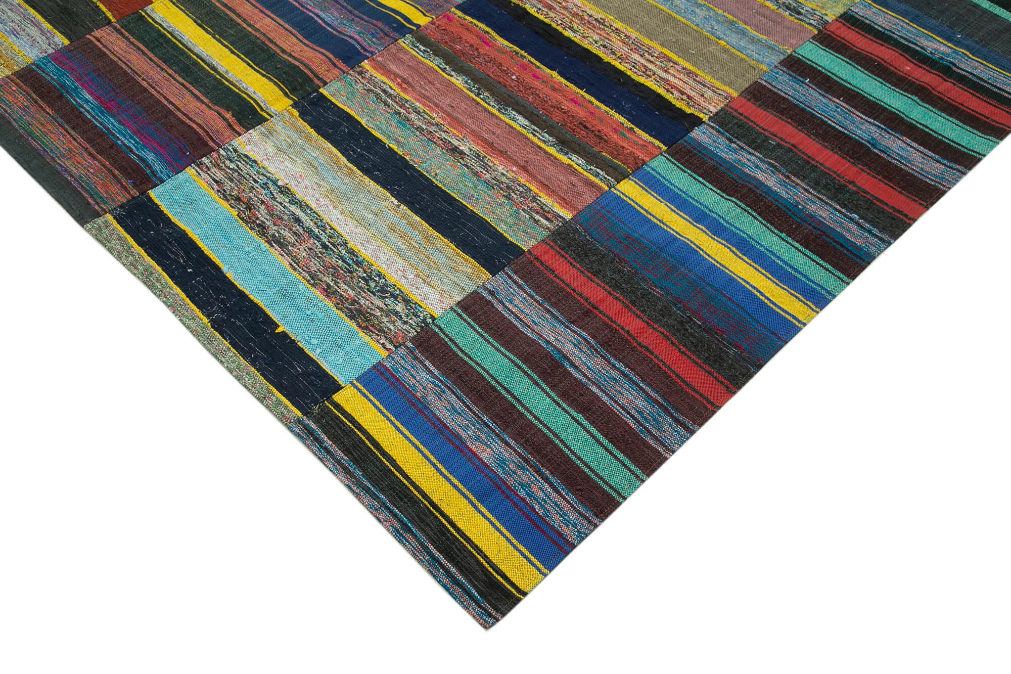 Kırk Yama Gri Patchwork Pamuk Yün El Dokuma Halısı 180x292 Agacan