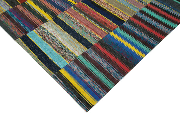 Kırk Yama Gri Patchwork Pamuk Yün El Dokuma Halısı 180x292 Agacan