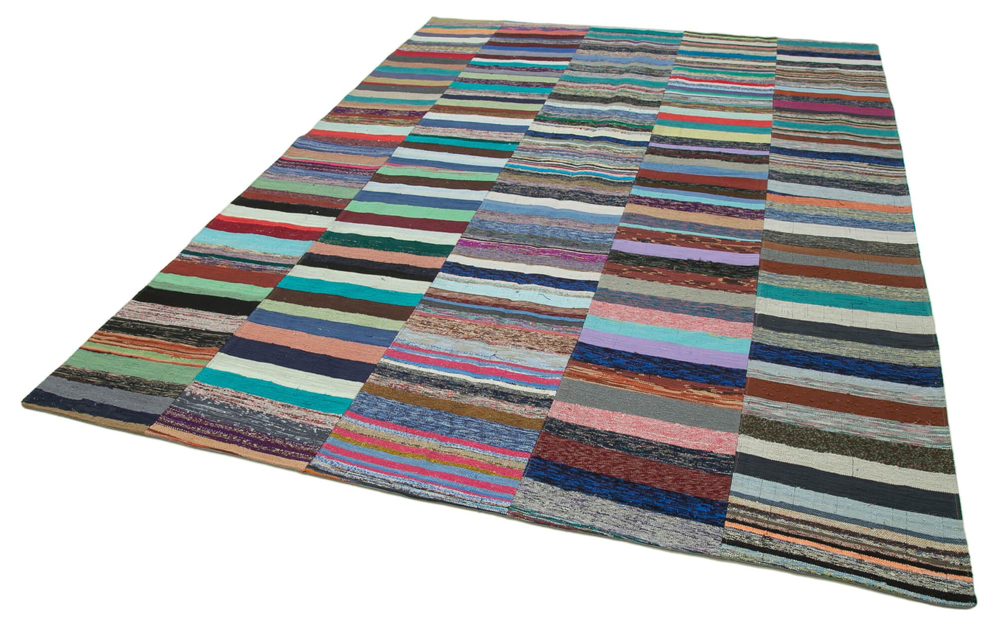 Kırk Yama Gri Patchwork Pamuk Yün El Dokuma Halısı 230x343 Agacan