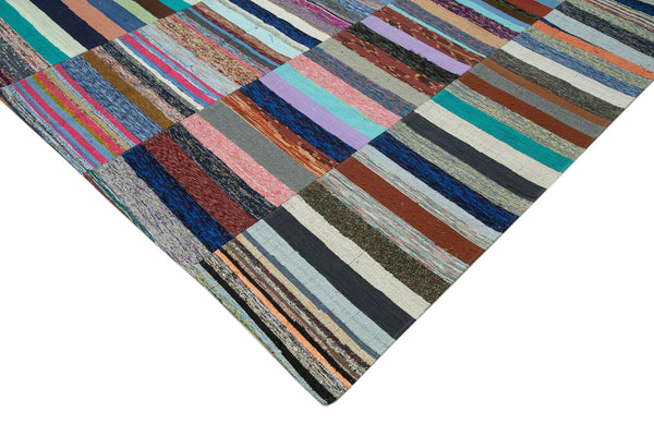 Kırk Yama Gri Patchwork Pamuk Yün El Dokuma Halısı 230x343 Agacan