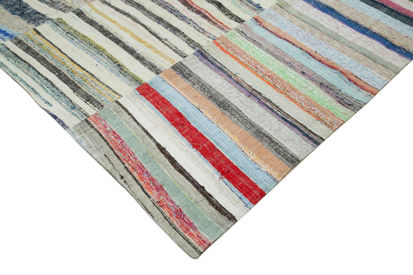 Kırk Yama Gri Patchwork Pamuk Yün El Dokuma Halısı 267x382 Agacan