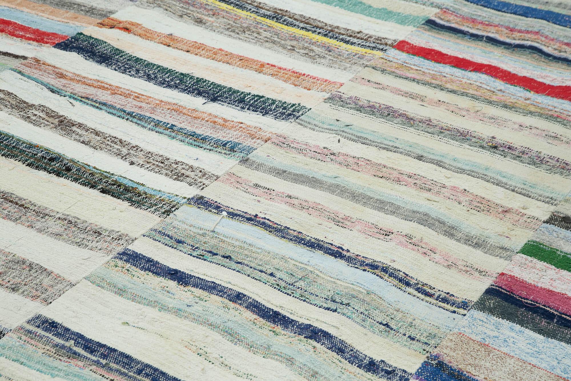 Kırk Yama Gri Patchwork Pamuk Yün El Dokuma Halısı 267x382 Agacan