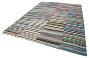 Kırk Yama Gri Patchwork Pamuk Yün El Dokuma Halısı 262x370 Agacan