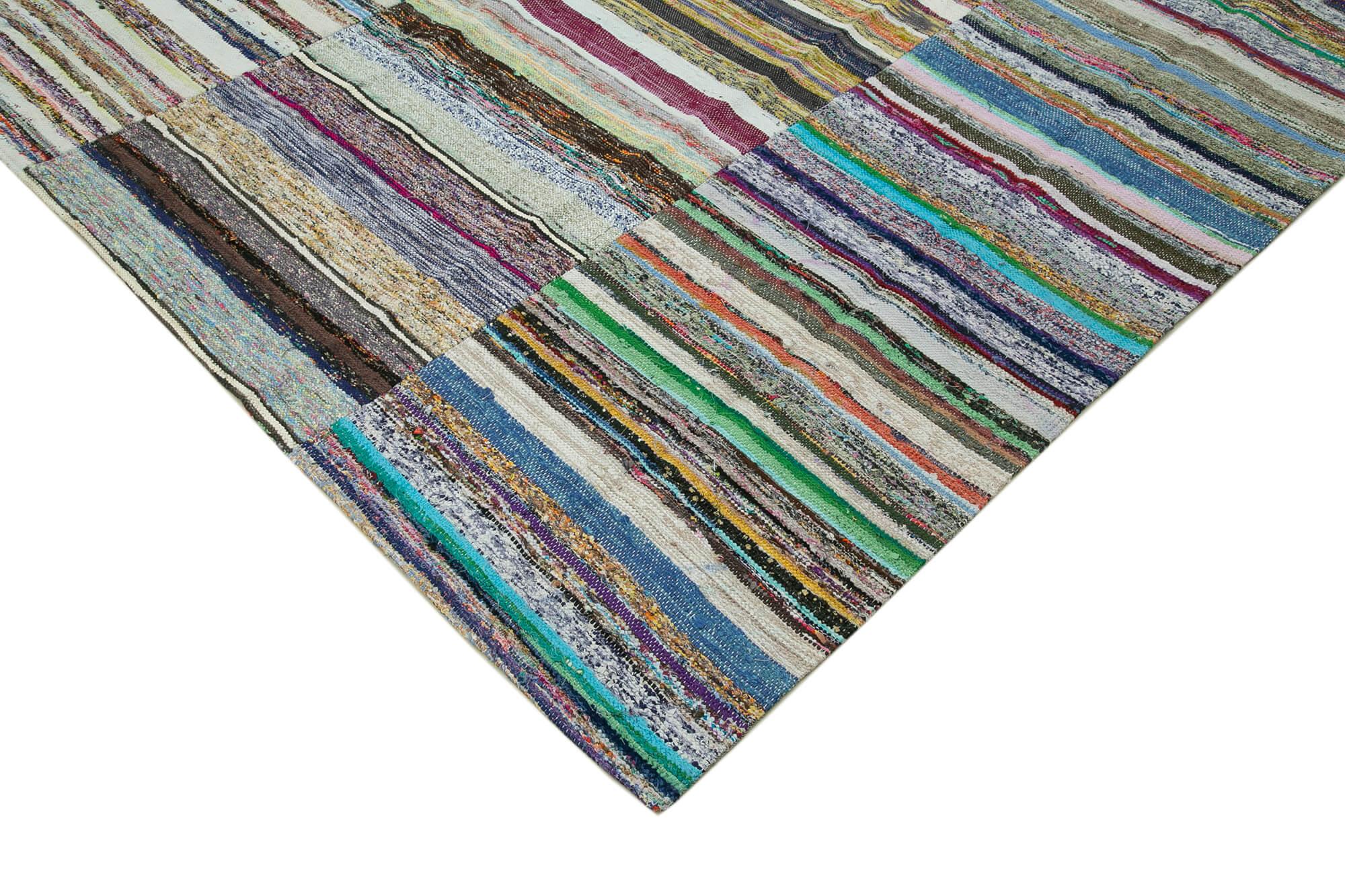 Kırk Yama Gri Patchwork Pamuk Yün El Dokuma Halısı 262x370 Agacan